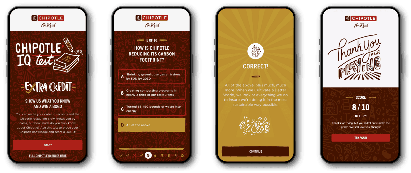 Chipotle IQ App Screens